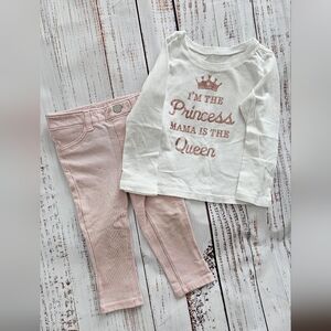 The Children's Place White and Glitter Crown Top And Bottom Set